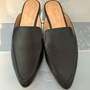New Madewell Black Leather Pointed Frances Mules 6.5